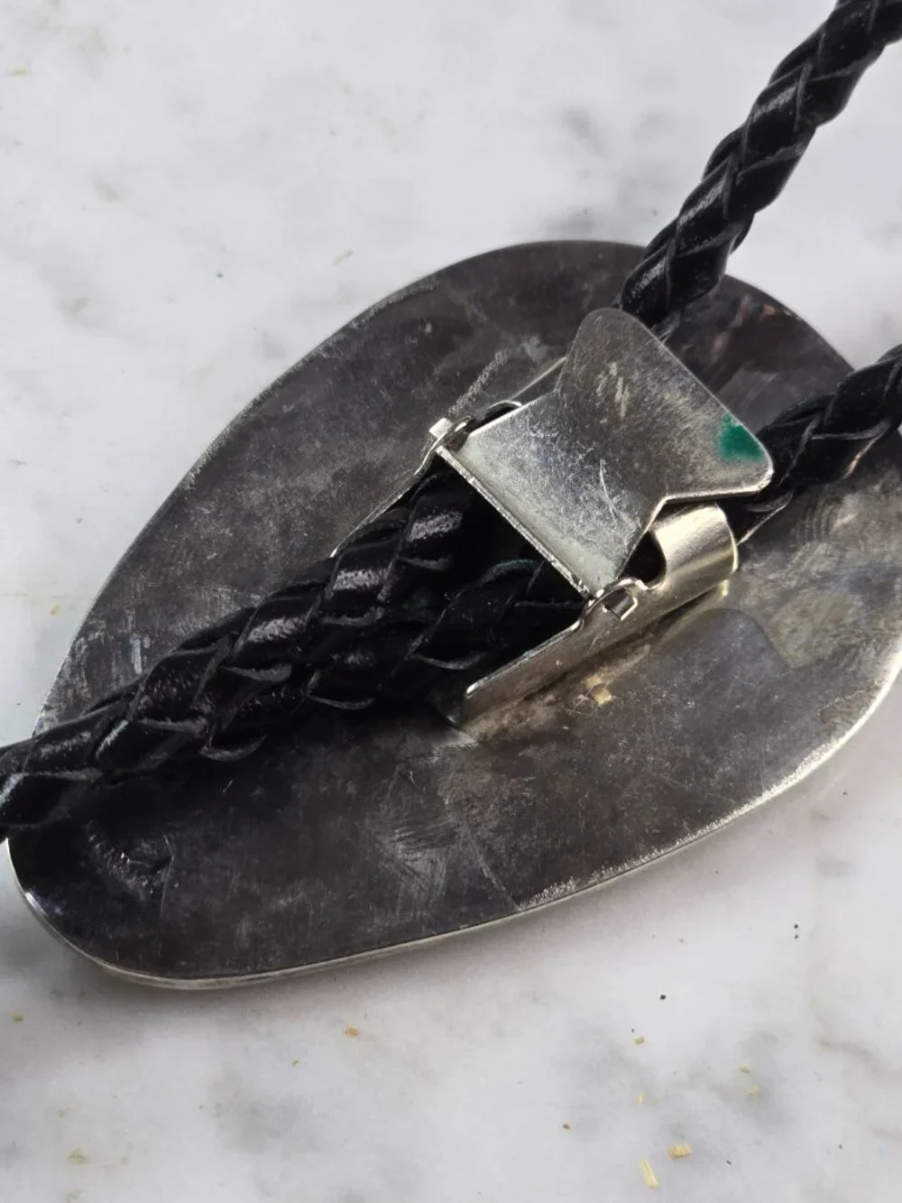 Southwestern Native American Sterling Silver Turquoise Bolo Tie E645